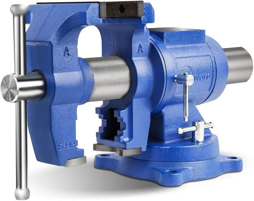 Versatile Heavy-Duty Bench Vise with Replaceable Jaws & Swivel Base - 360°