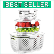 Load image into Gallery viewer, Durable Fruit and Vegetable Organizer Set - 3 Containers with Ventilation System