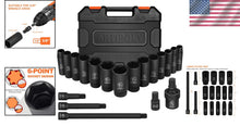 Load image into Gallery viewer, Professional 19-Piece SAE Deep Impact Socket Set with Extension Bars &amp; Adapters