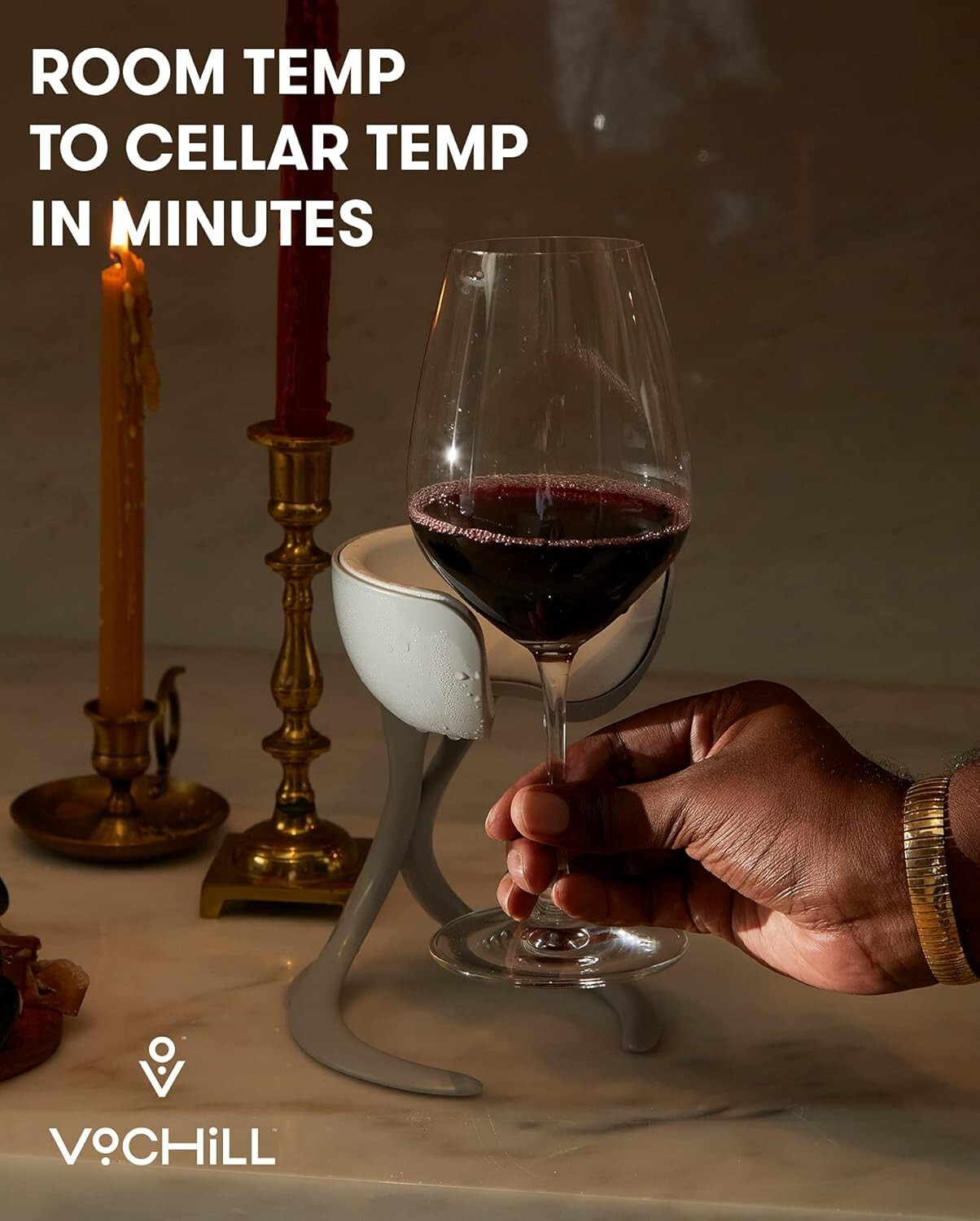 Chill Your Wine Effortlessly - Stemmed Glass Chiller in Elegant Stone Finish