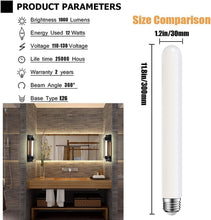 Load image into Gallery viewer, High CRI 12W Dimmable E26 Tubular LED Light Bulbs - 2700K Warm White, 4 Count