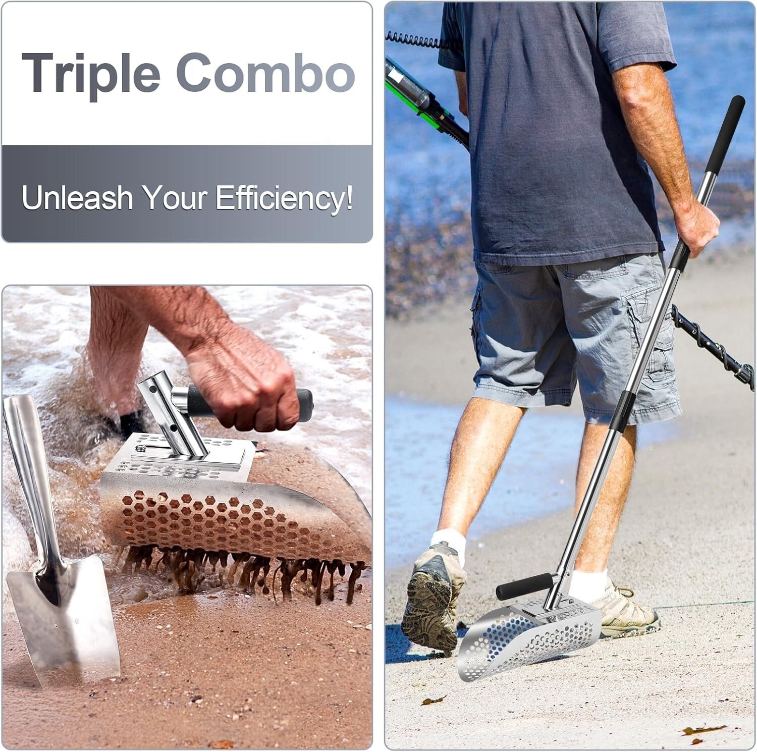 Durable Metal Detector Sand Sifter with Detachable Long Handle for Efficient Use