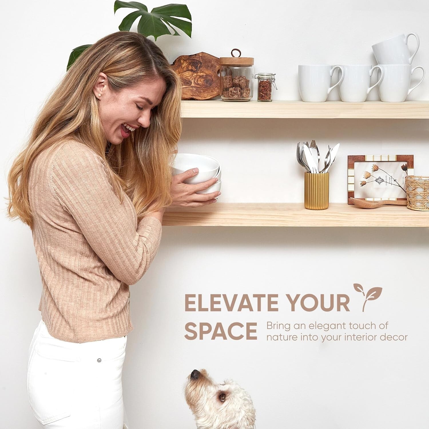 48 Inch Durable Floating Shelves for Wall - Modern Pine Wood Styling