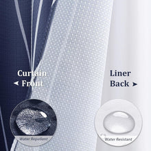 Load image into Gallery viewer, Stylish Water Repellent Shower Curtain Set in Dark Blue and White - 72 Inch