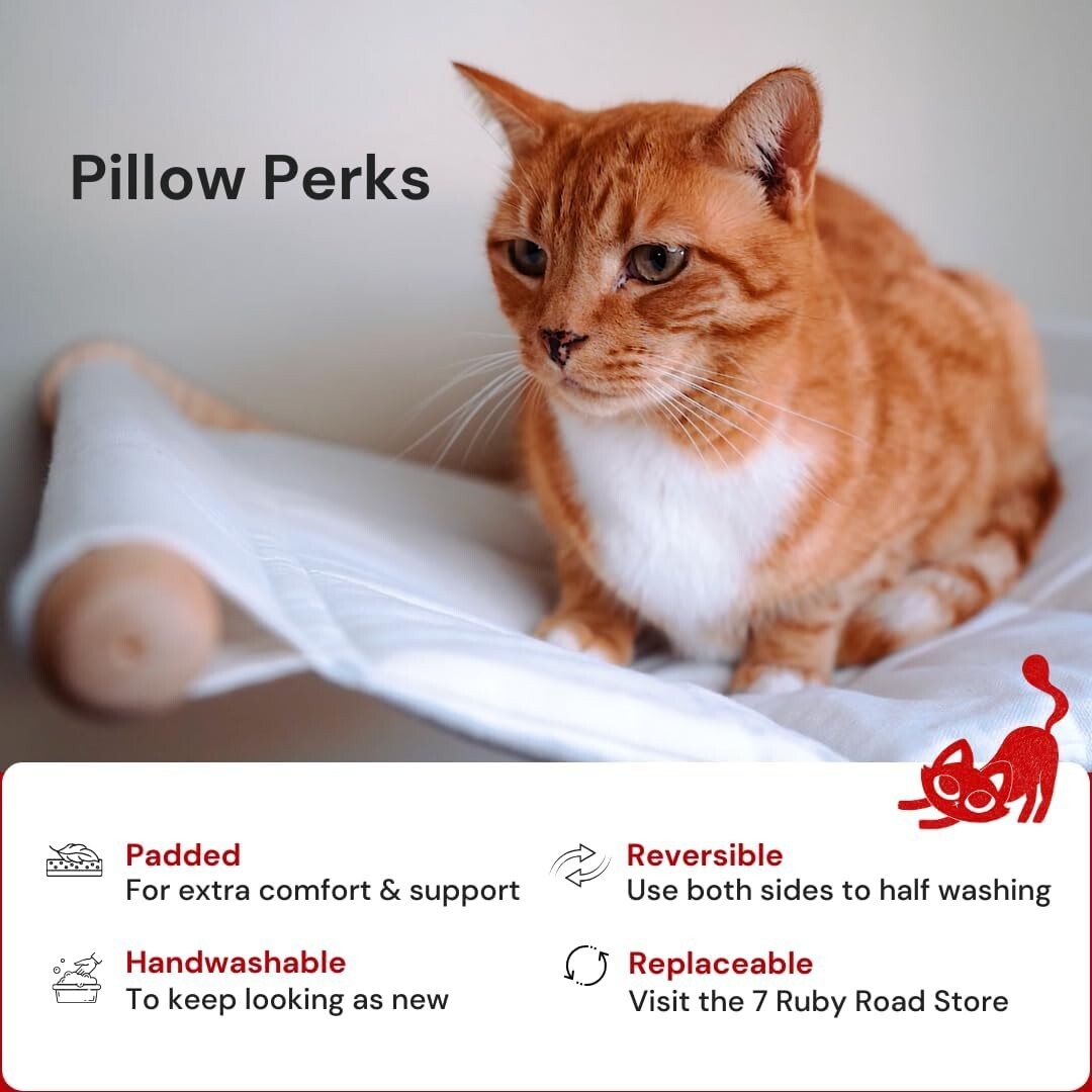 Premium Wall Cat Hammock with Two Steps - Support for Cats of All Sizes