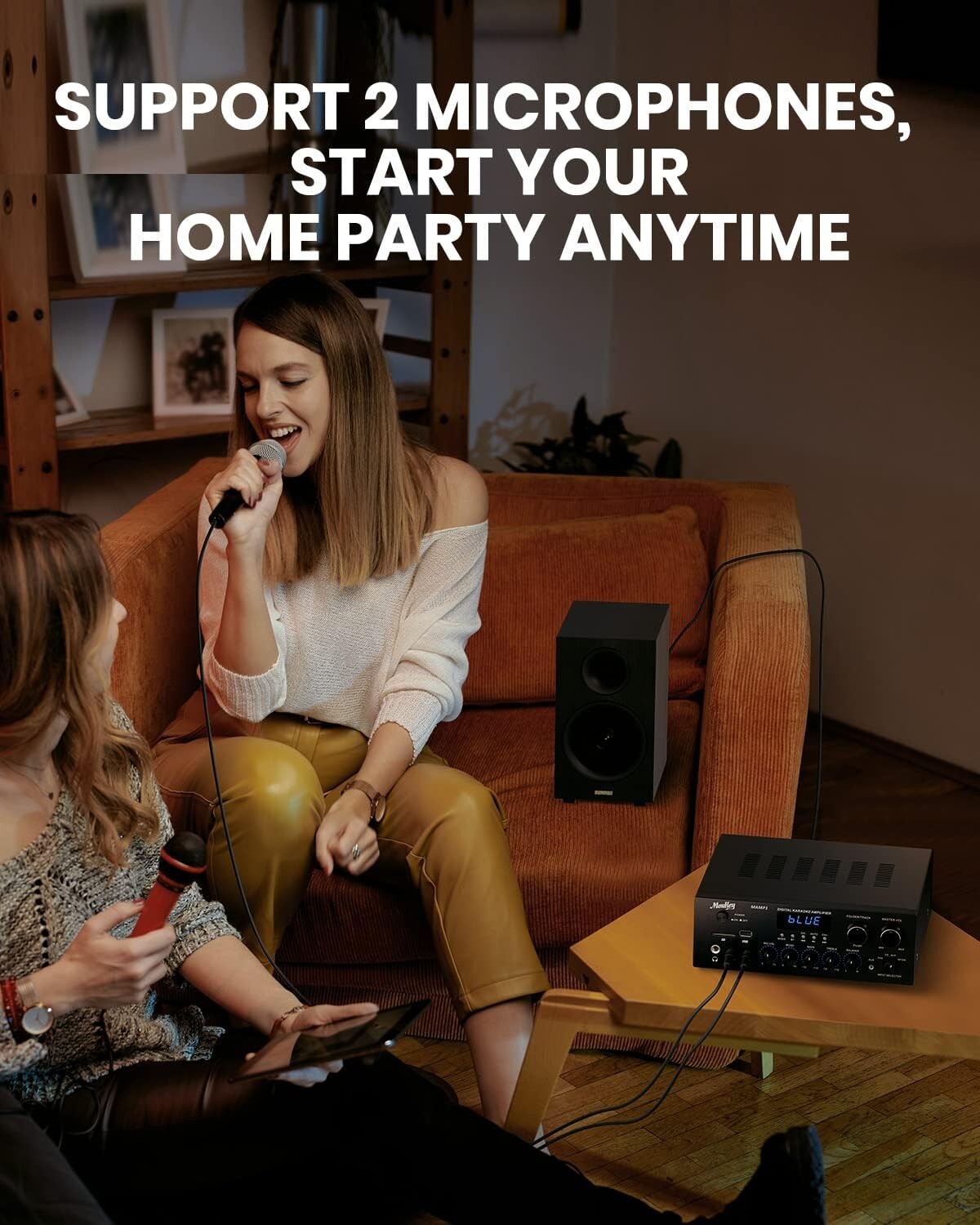 Compact 2.0 Channel Audio Amplifier with Bluetooth & Multiple Inputs System