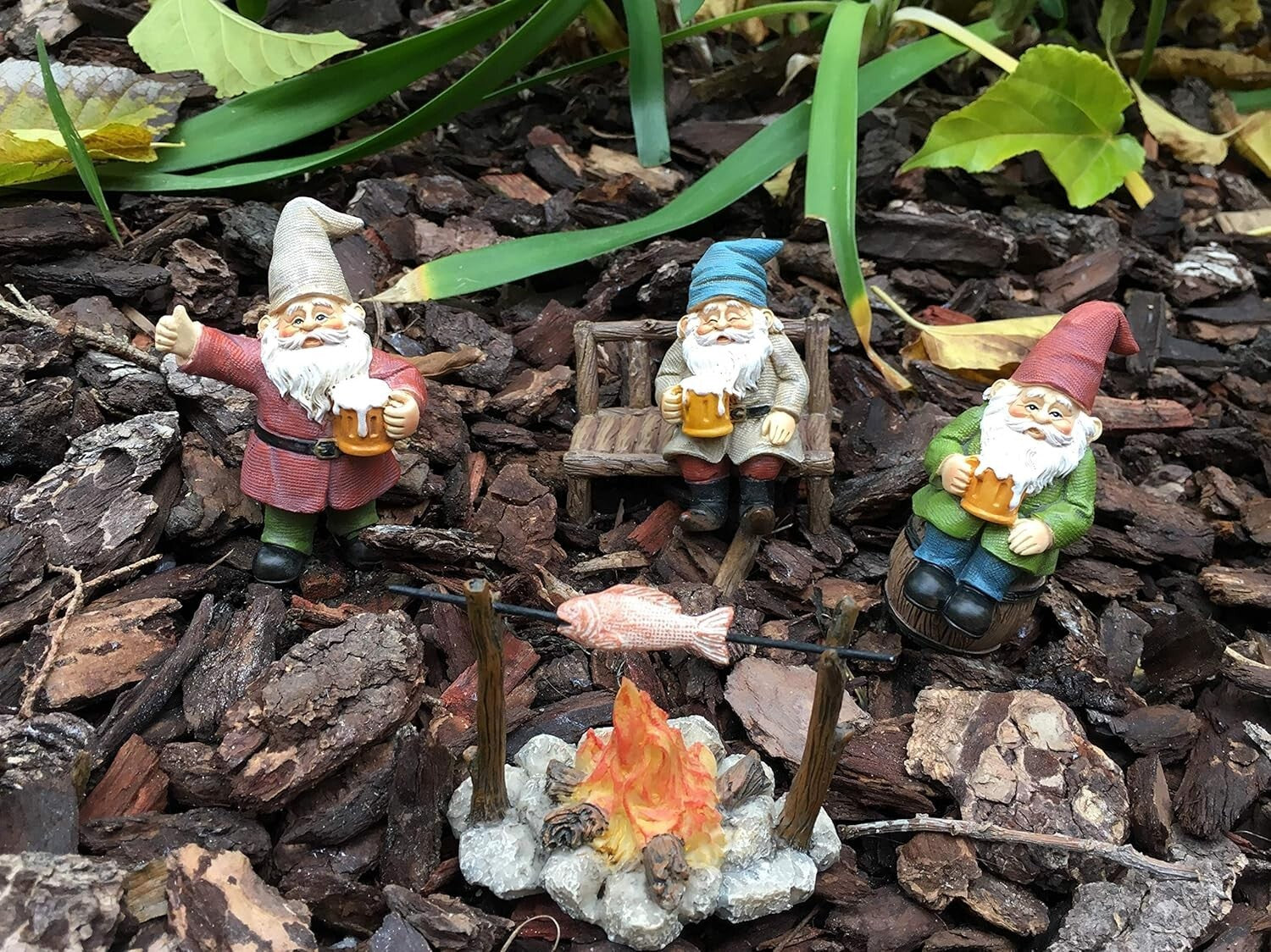 Charming Beer-Loving Gnome Set - Complete 5-Piece Fairy Garden Collection