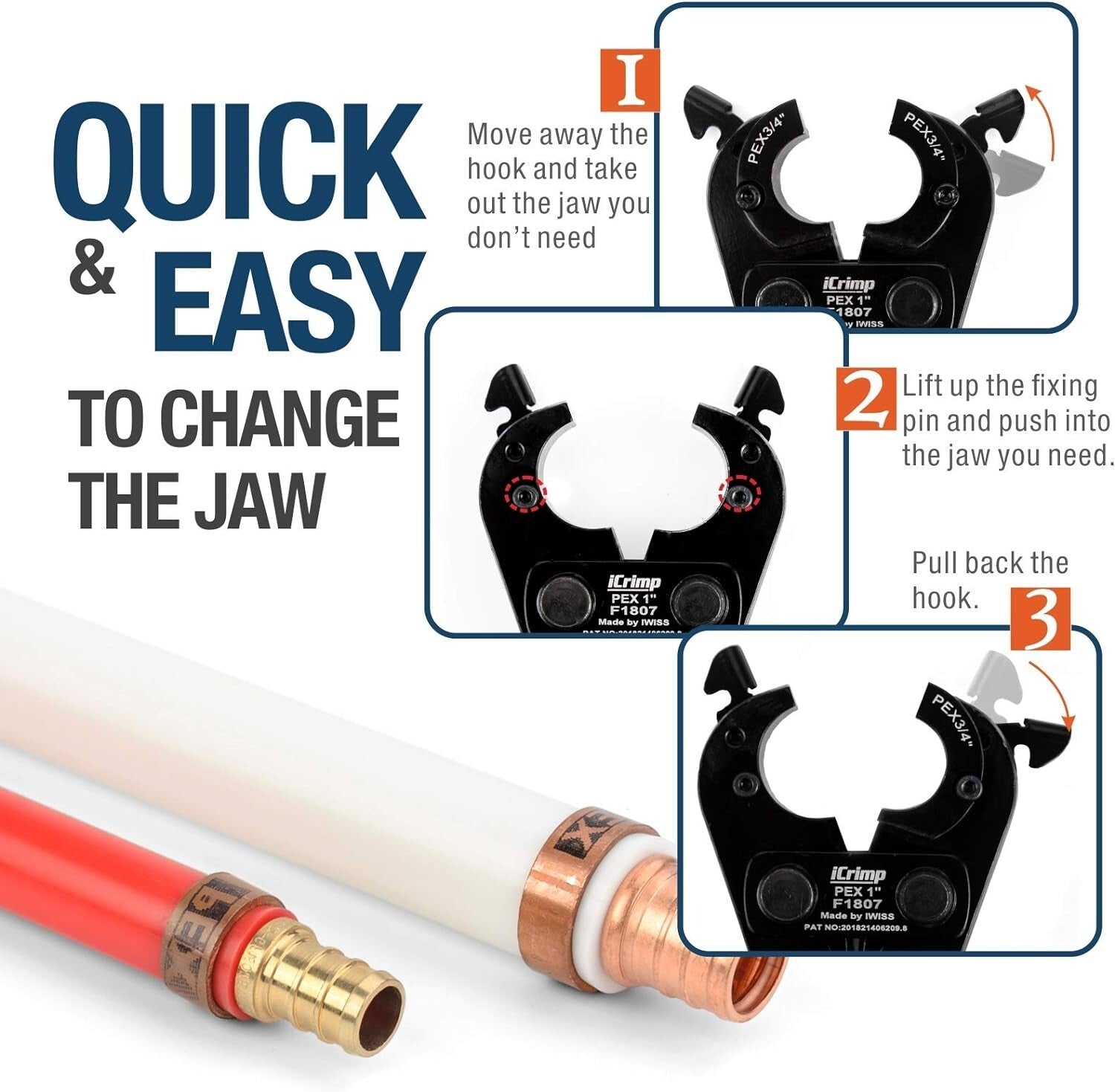 iCrimp PEX and Copper Crimping Tool Kit for 3/8 to 1-inch Pipes - Compact Design