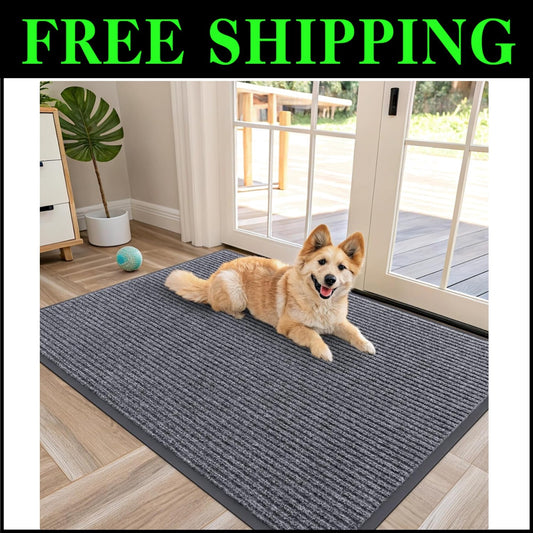 Waterproof Heavy Duty Doormat with Stripe Pattern - Easy Clean & Fade Resistant