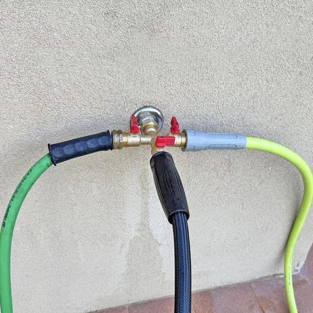 Premium Brass 3-Way Hose Splitter with Long Handle for Effortless Garden Use