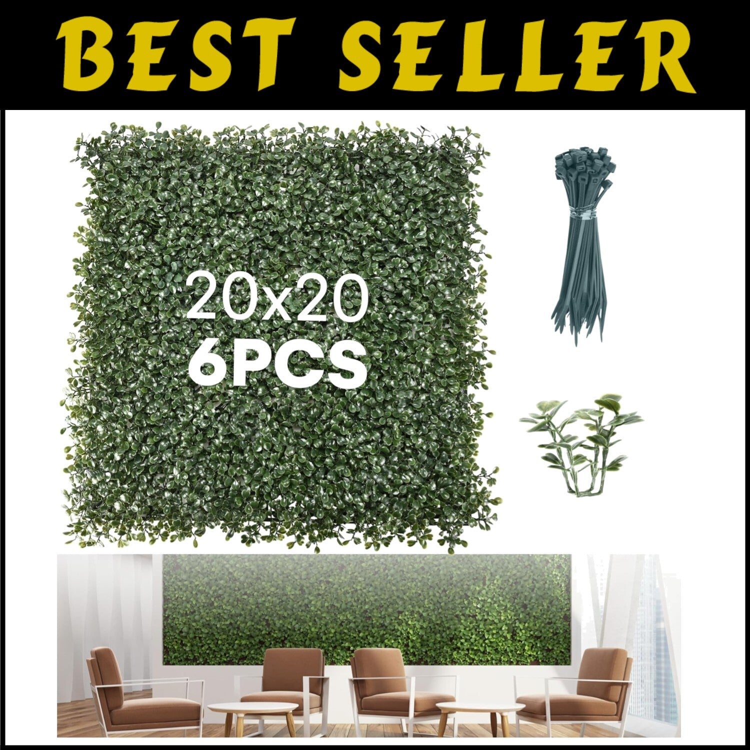 Durable Greenery Backdrop Panels 20"x20" - Perfect for Events & Home Decoration