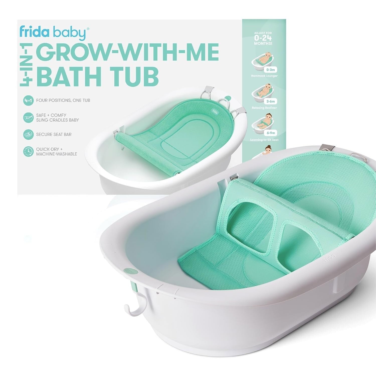 Adaptable Baby Tub with Removable Sling - Safe Bathing for Newborns to Toddlers