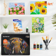 Load image into Gallery viewer, Vibrant 80 Colors Acrylic Paints for Kids &amp; Adults with 12 Brushes - Waterproof
