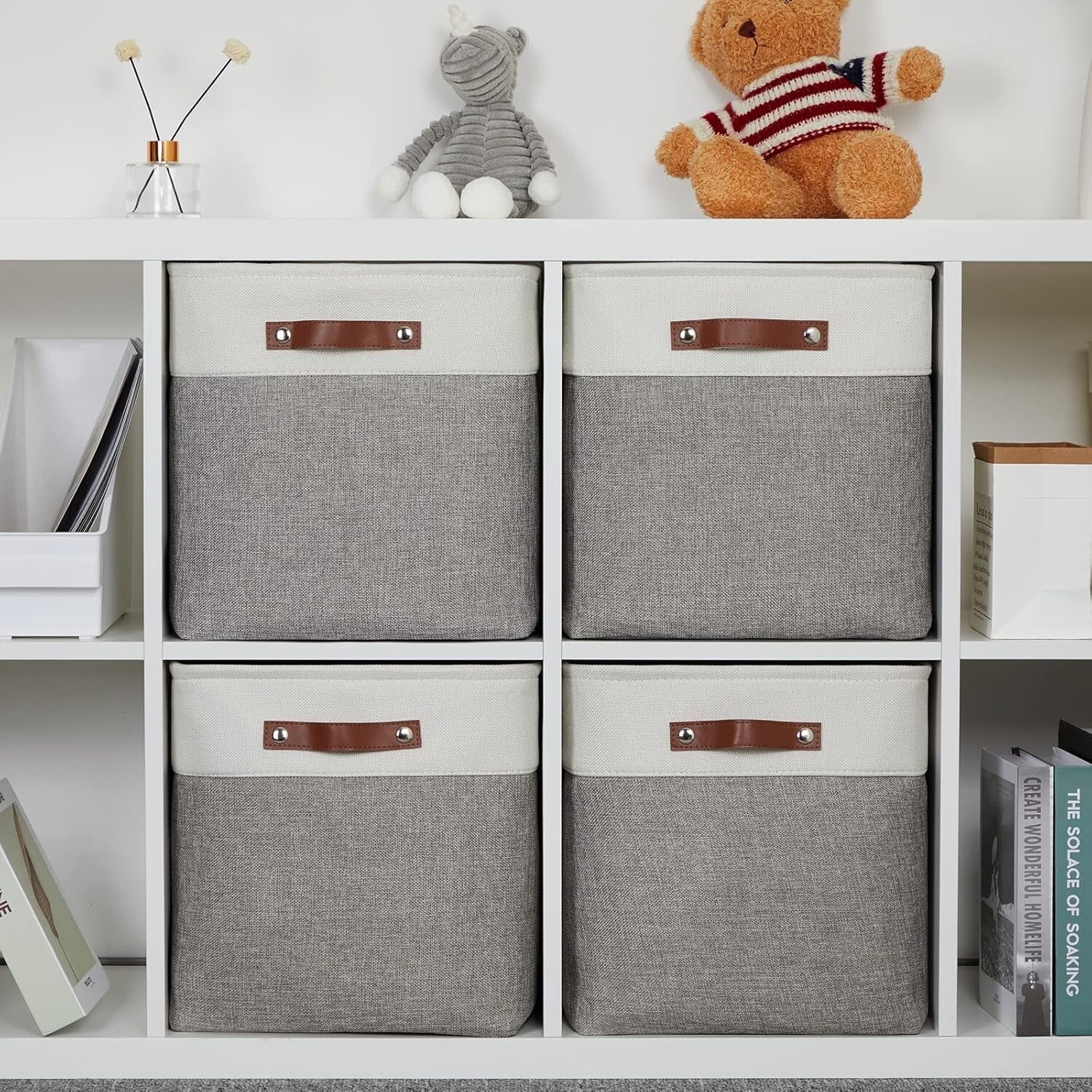 Elegant 13-Inch Foldable Linen Storage Cubes - 4 Pack for Stylish Organization