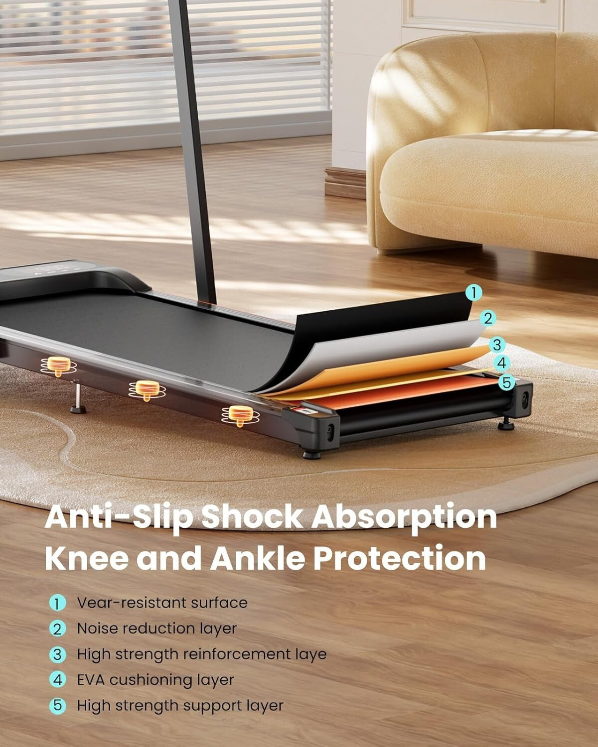 Foldable Walking Pad Treadmill with Remote Control & LED Display for Home Office