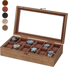 Load image into Gallery viewer, Luxury Watch Organizer Box with Large Glass Lid – 12 Slots for Elegance