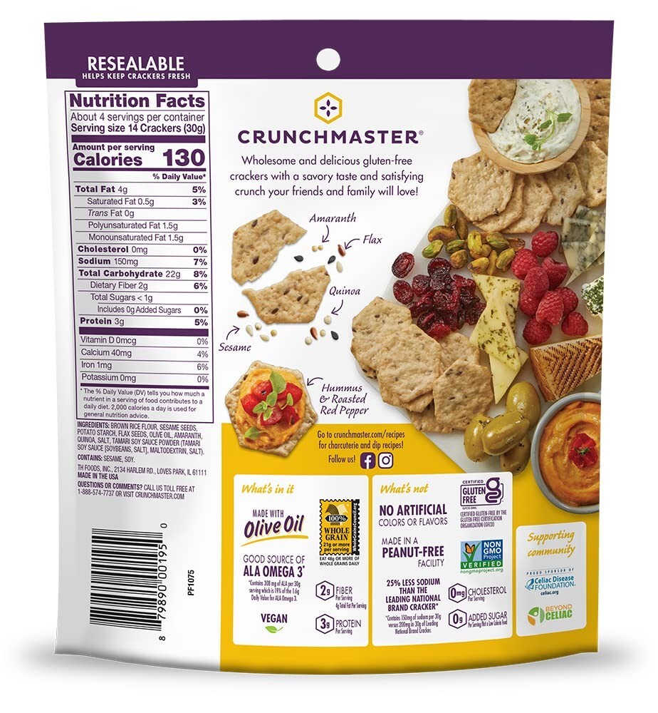 4 Oz Multi-Seed Original Crackers - Gluten-Free & Non-GMO, Pack of 12
