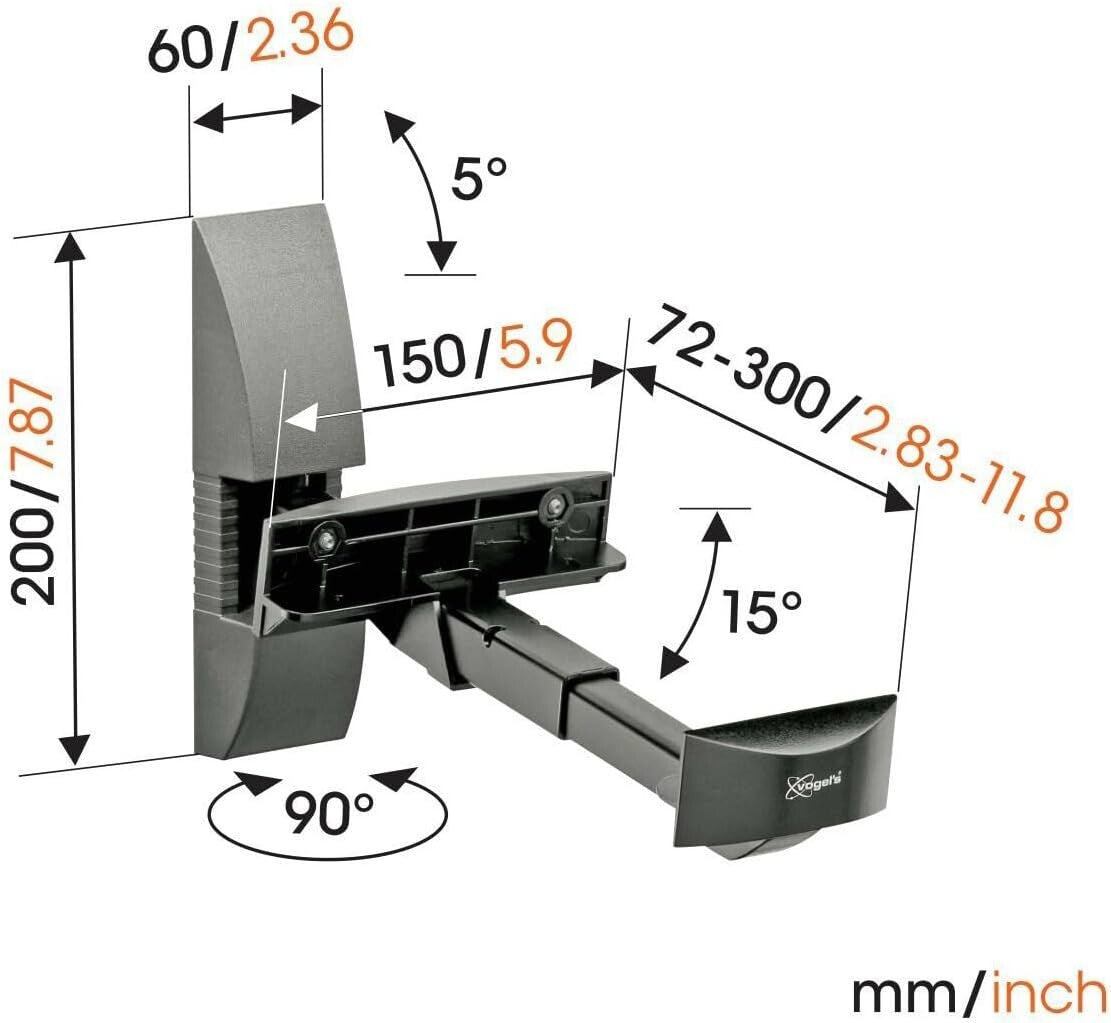 Secure Speaker Wall Mount - Swivel & Tilt Bracket for Bookshelf Speakers, 44 lbs