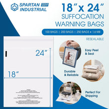 Load image into Gallery viewer, 200 Count Clear 18” x 24” Self-Seal Bags with Suffocation Alert Compliance