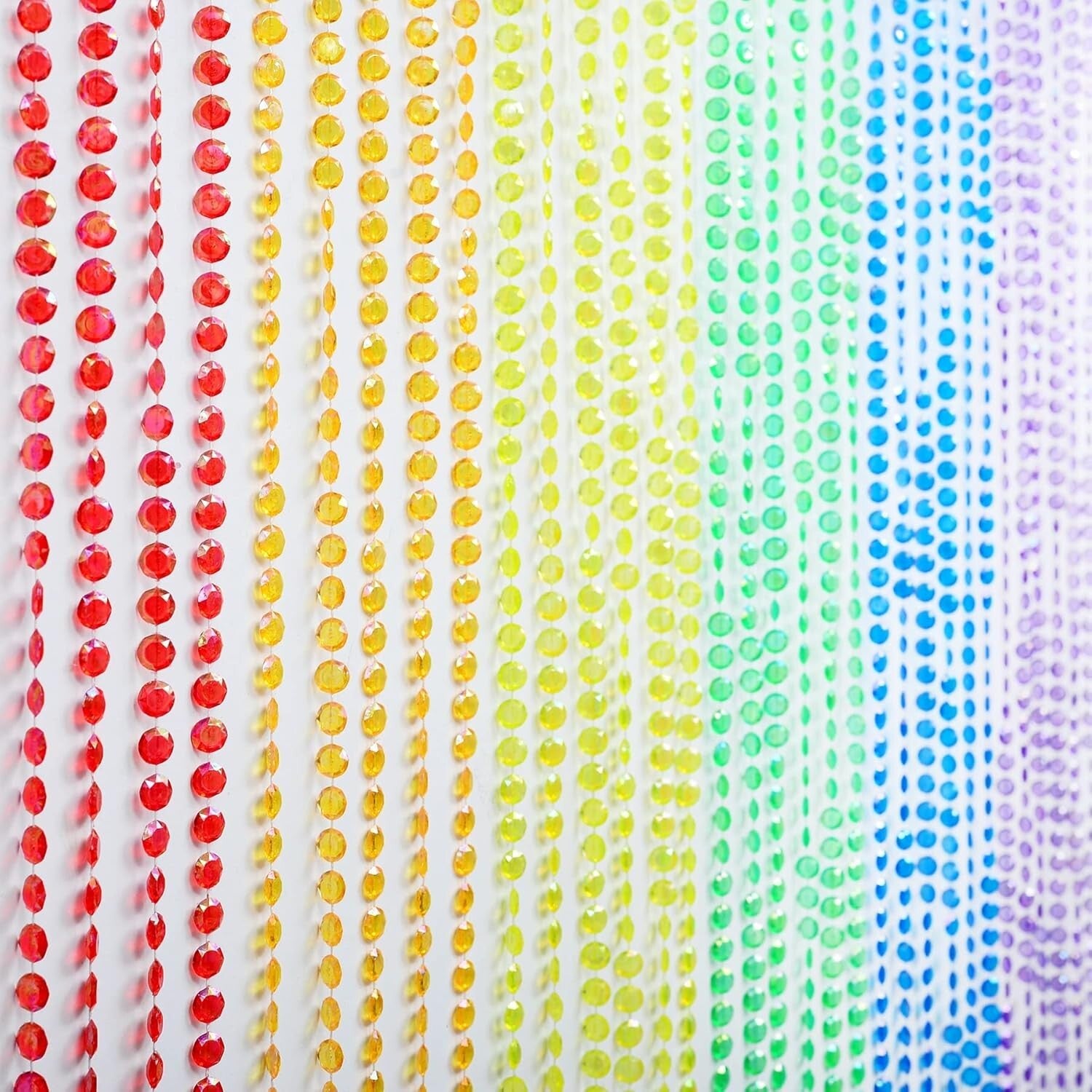 3FTx6FT Diamond Cut Beaded Curtain - Elegant Rainbow Decorative Room Divider