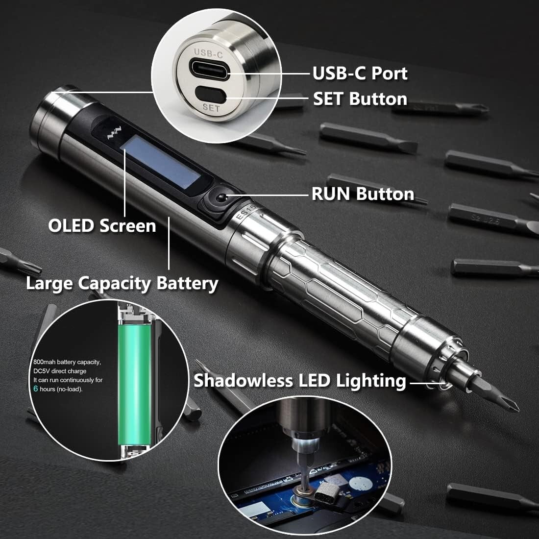 Compact & Lightweight Electric Screwdriver for Electronics Repair - 5V Power