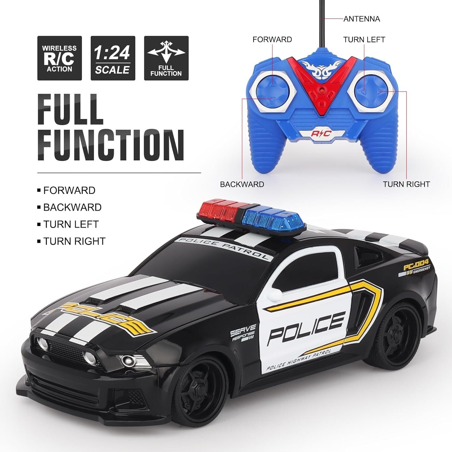Compact Remote Control Police Car & Sports Car: Perfect for Kids' Playtime