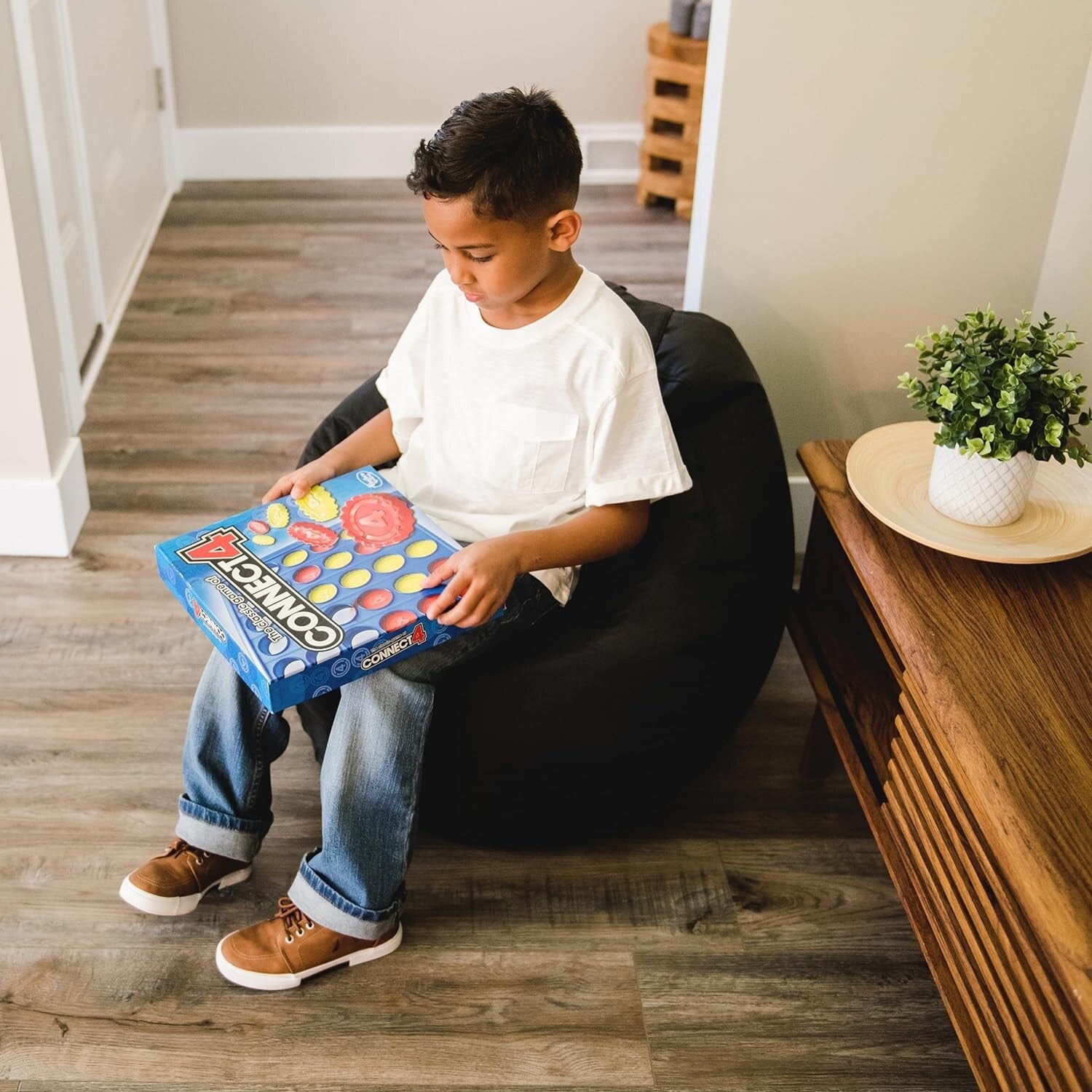 Soft and Stylish Black Bean Bag Chair for Children - Perfect for Playrooms