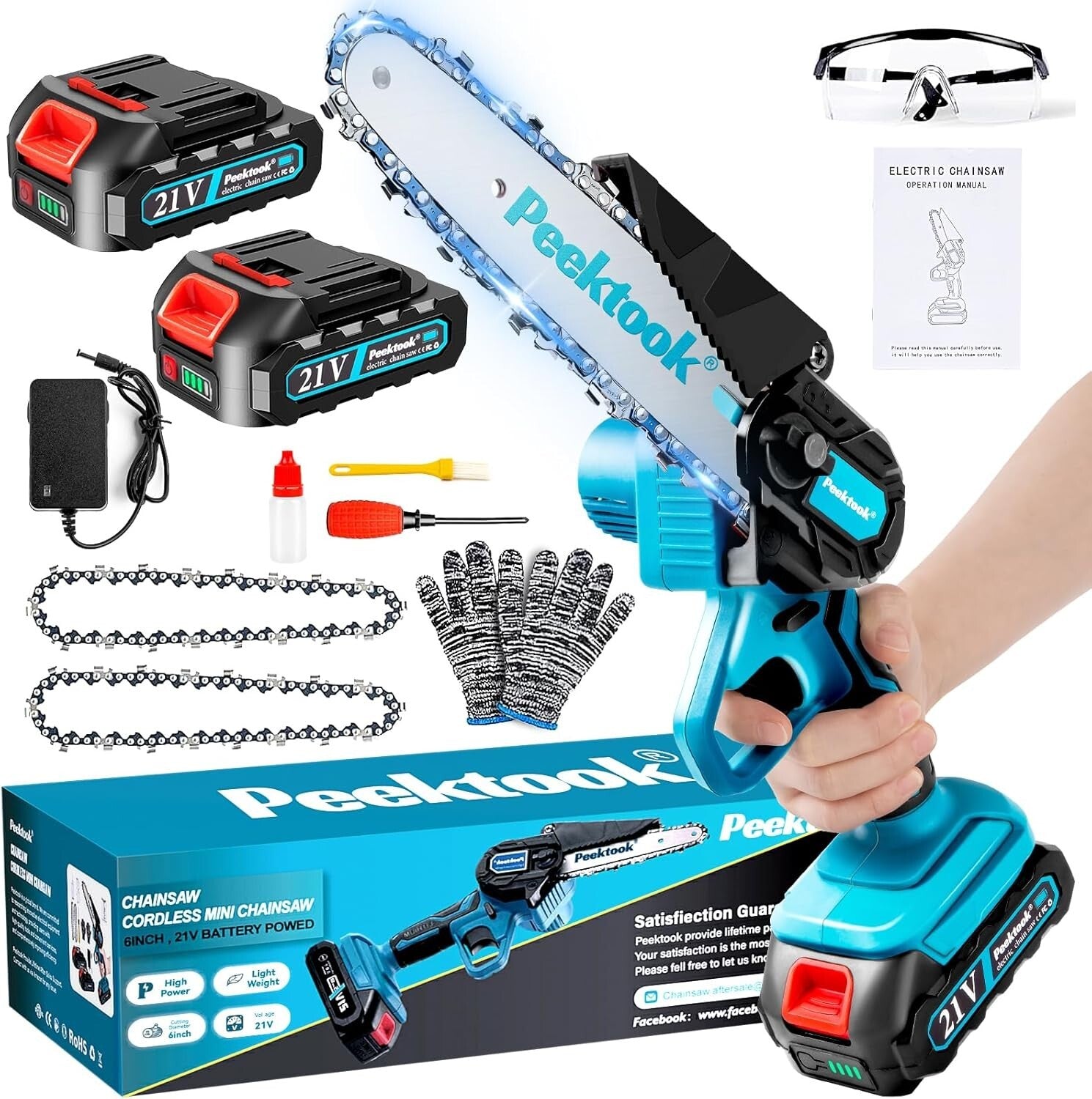 Powerful 700W Electric Chainsaw, 6-Inch Cutting Length - Compact & User-Friendly