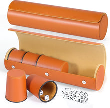 Load image into Gallery viewer, Quiet Felt-Lined Leather Dice Cups with Exclusive Storage - 2 Pack in Orange