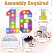 Load image into Gallery viewer, Interactive Colorful 16th Birthday Marquee Numbers - 4 Feet Large Display