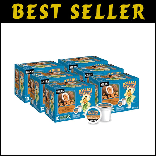 Premium Coffee Pods - 10% Hawaiian Coconut Caramel Crunch, 60 Count for K-Cups
