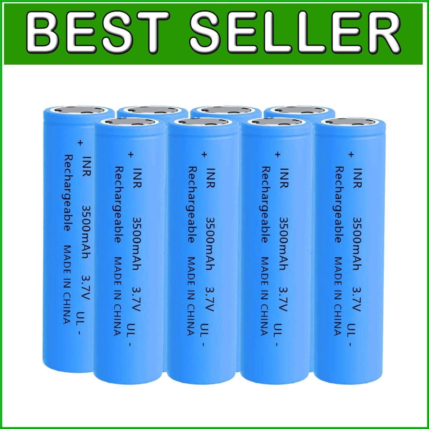 Flat Top 18650 Rechargeable Battery - 8-Pack, 3500mAh with Safety Protection