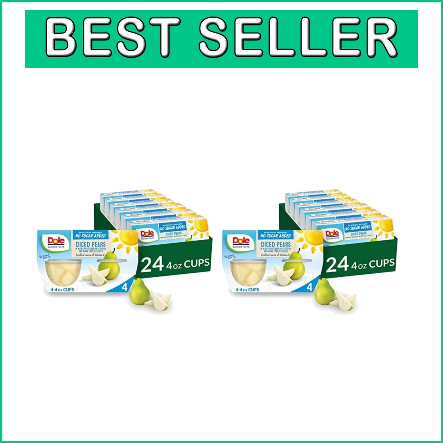 Bulk Pack of 48 Diced Pears - All Natural, No Sugar Added, Gluten & Dairy Free