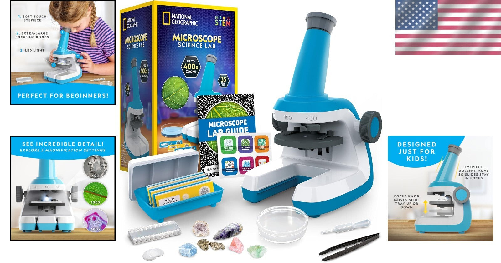 Fun & Educational Kids Microscope with Lab Guide - National Geographic STEM Toy
