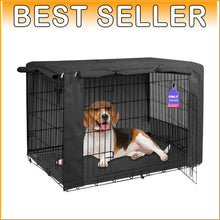 Load image into Gallery viewer, Heavy-Duty Dog Crate Cover for 42-Inch Wire Crates - Black Polyester Style