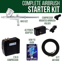 Load image into Gallery viewer, Precision Gravity Feed Airbrush System with Lightweight Mini Compressor Included