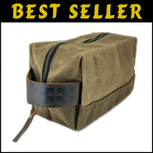 Versatile Unisex Waxed Canvas Dopp Kit with Leather Handle for All Essentials