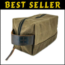 Load image into Gallery viewer, Versatile Unisex Waxed Canvas Dopp Kit with Leather Handle for All Essentials