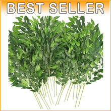 Load image into Gallery viewer, Natural-Looking 20 Faux Green Leaf Garland Branches for Versatile Arrangements