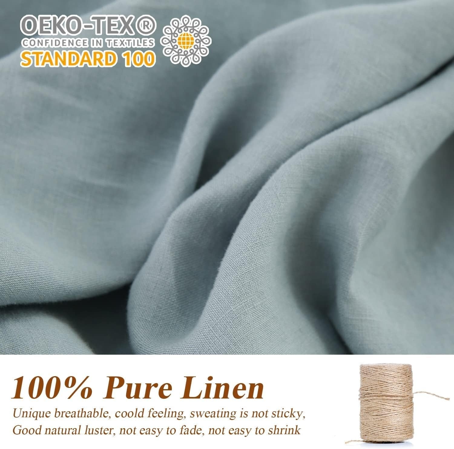 Sumptuous 100% Linen Euro Shams 26"x26" - Dusty Blue, Set of 2 for Elegant Decor