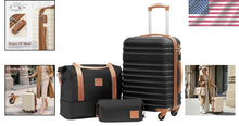 Load image into Gallery viewer, Durable 3-Piece Black Travel Set with TSA Lock &amp; Organized Interior Pockets
