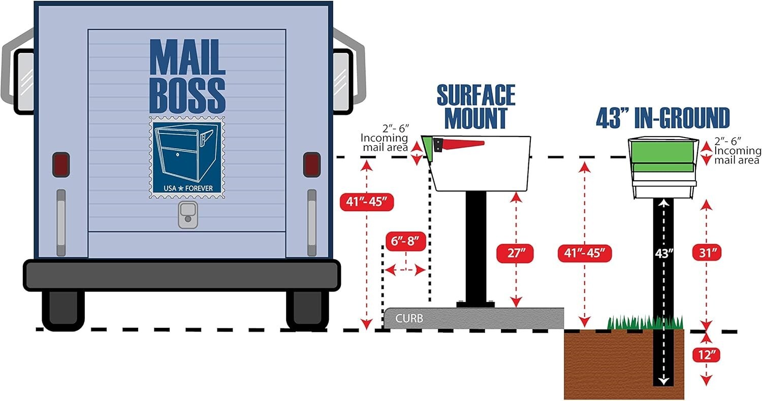 Granite 43" In-Ground Steel Mailbox Post with Installation Hardware Included