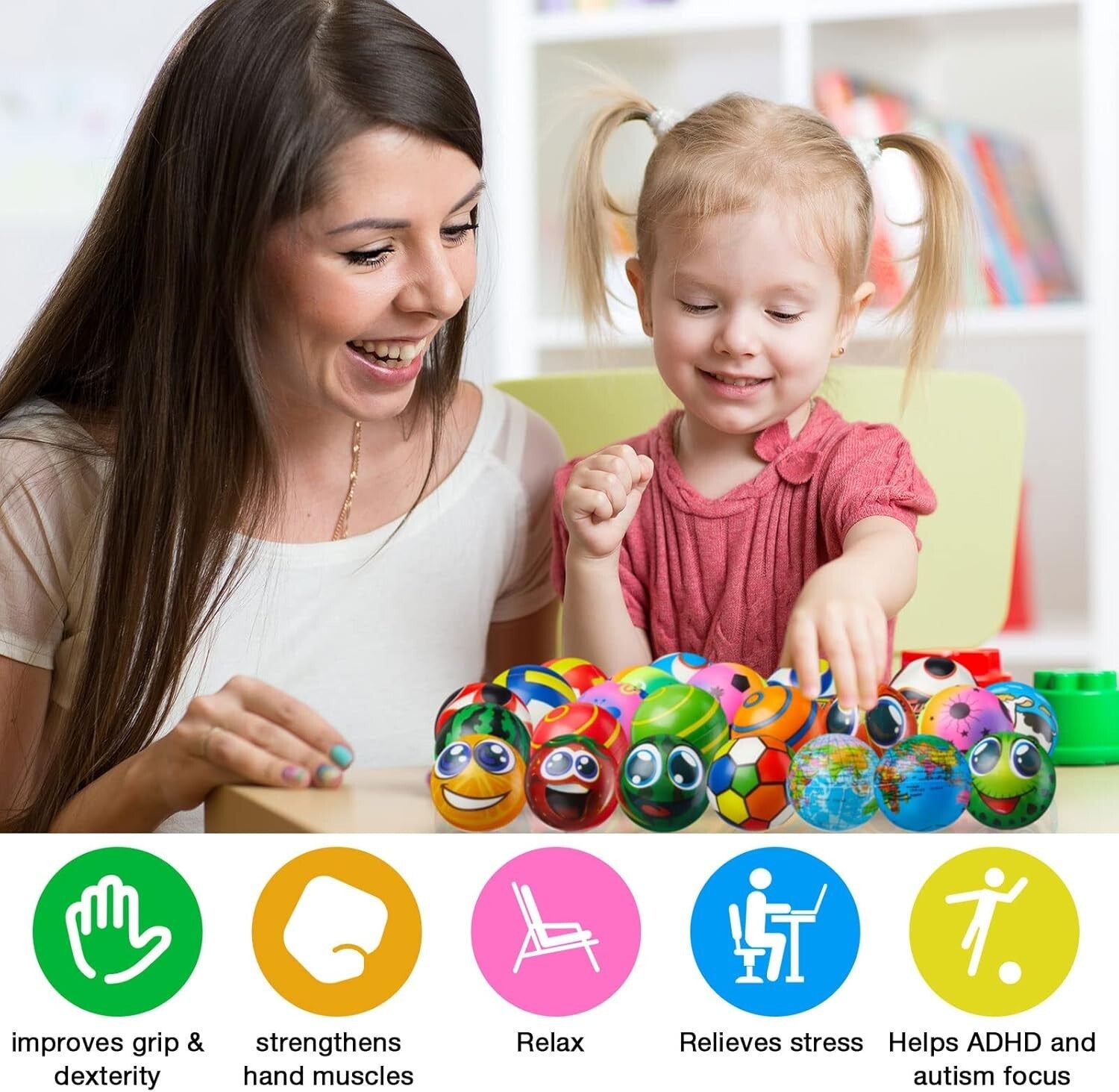 108 Pcs Colorful Mini Stress Balls - Perfect Fidget Prizes for Teens and Adults