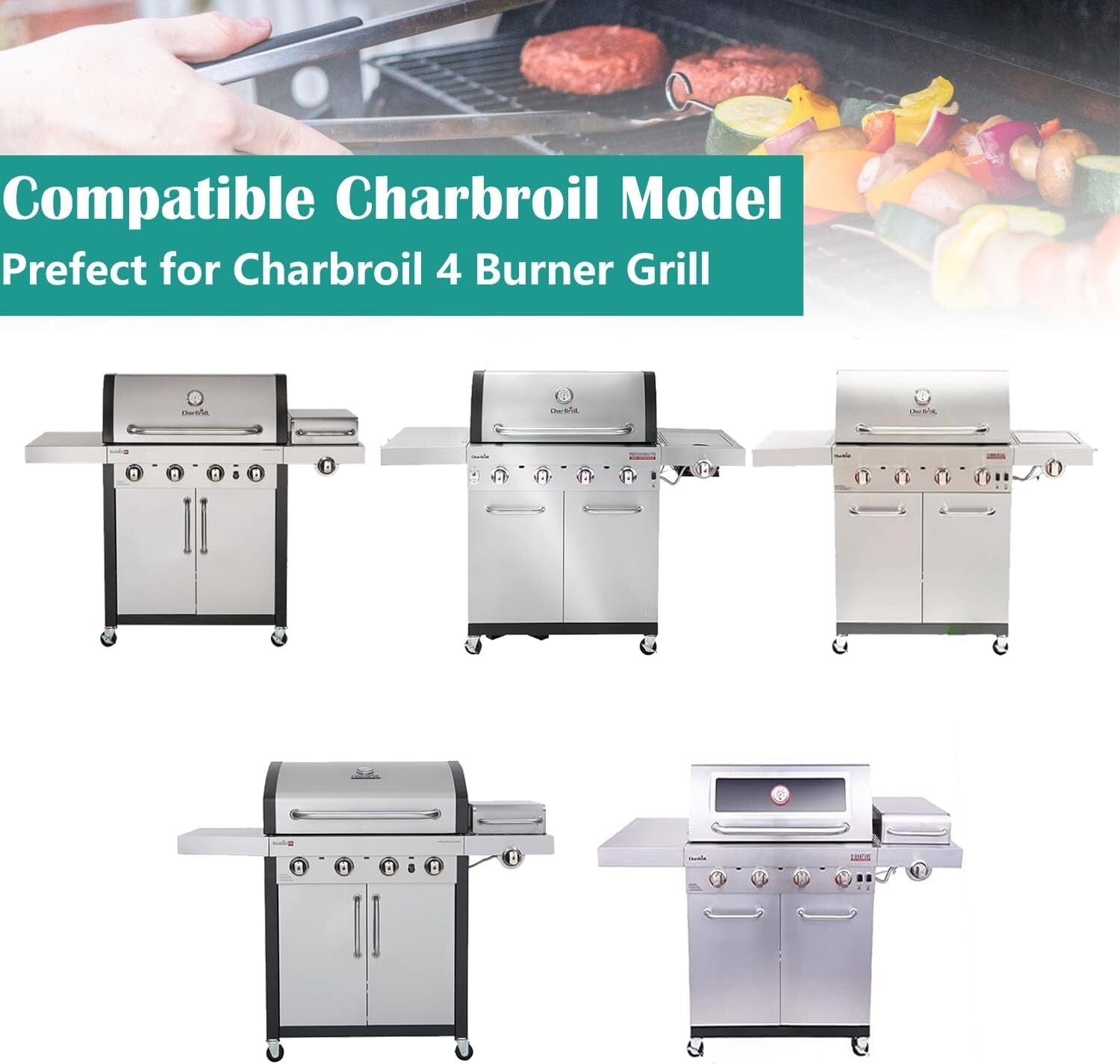 Replacement Grill Parts Set with Cast Iron Grates for Charbroil Infrared Grills