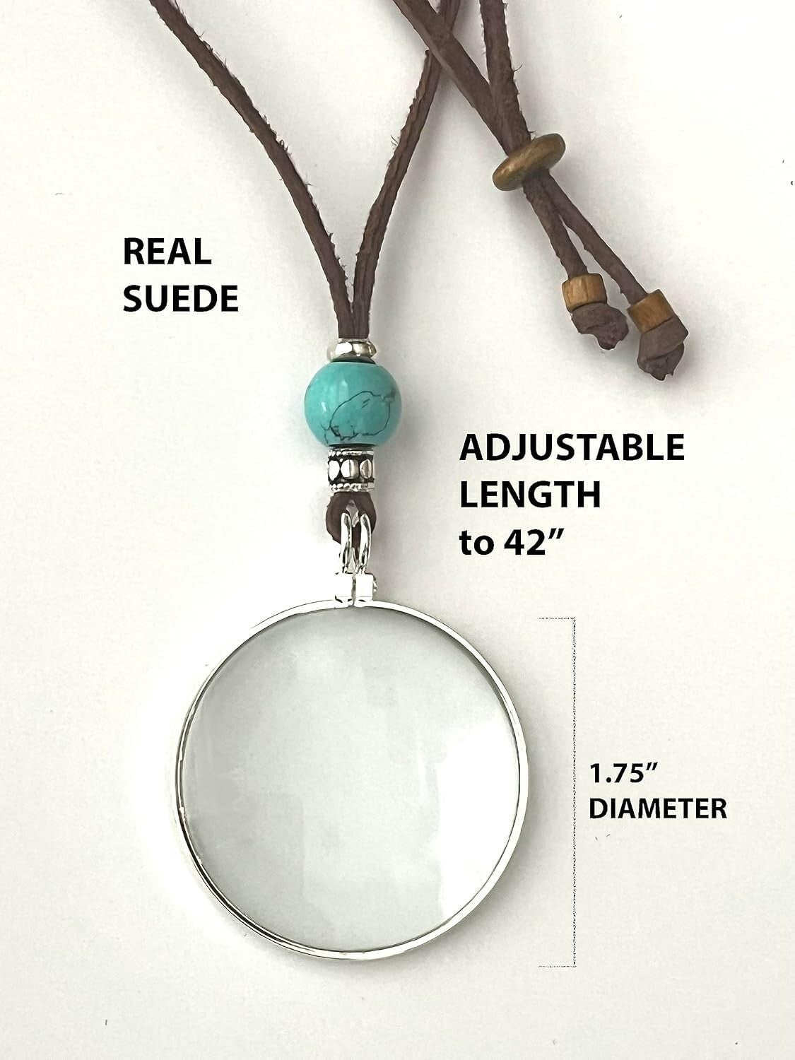 Adjustable Suede Magnifying Glass Pendant - Harmonize with Sodalite Crystal