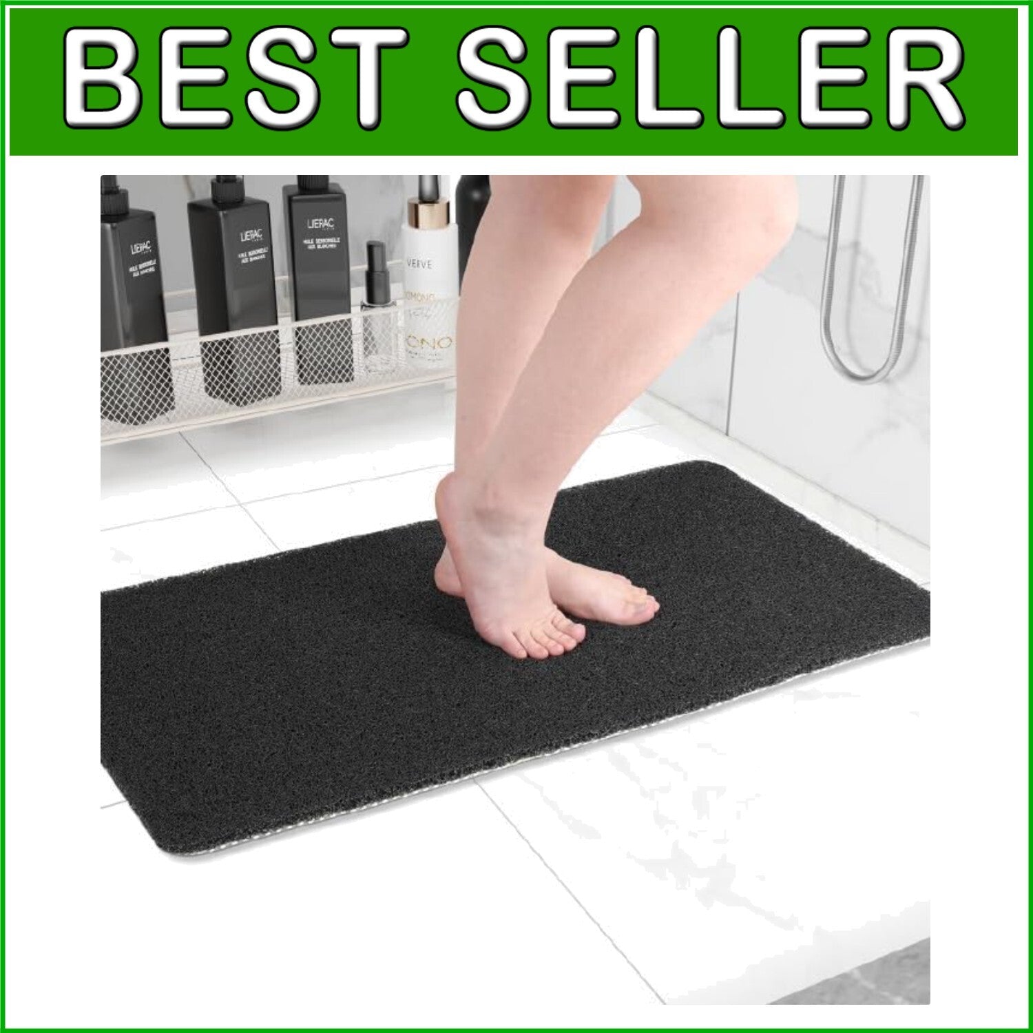 Anti-Slip Foot Scrubber Mat for Bathtub & Shower - Fast-Drying Design 40"x28"
