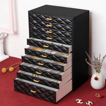 Load image into Gallery viewer, Elegant 10-Compartment Jewelry Case - Black Faux Leather with Velvet Interior