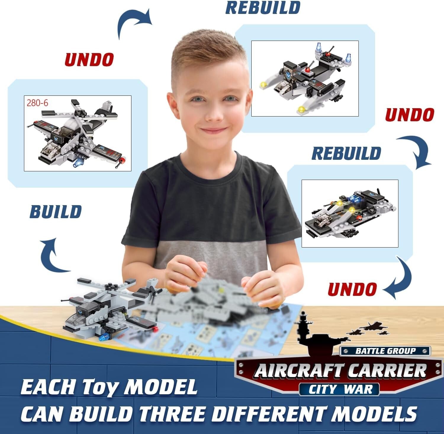 1320-Piece Aircraft Carrier Building Blocks Set - Military Adventure for Kids