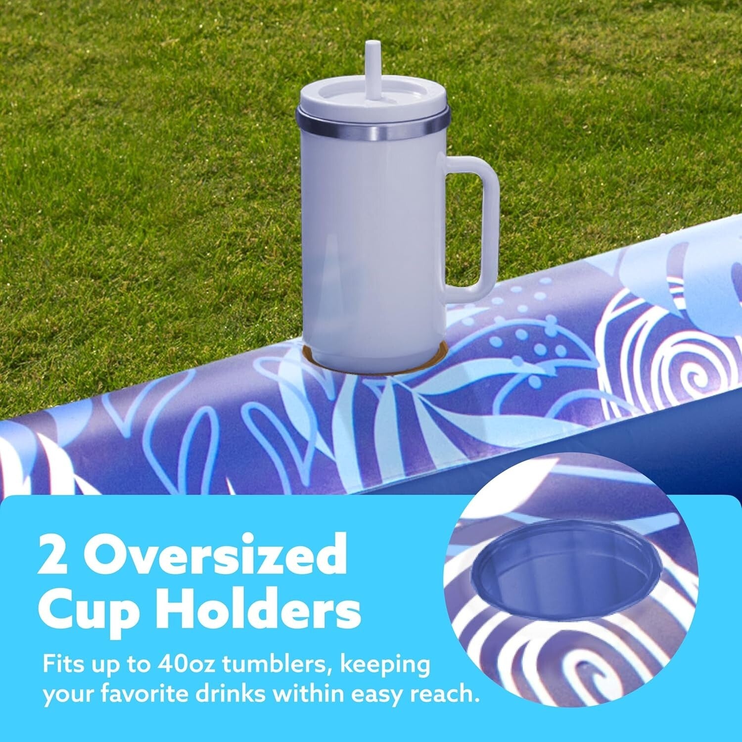 UV-Resistant Extra Large Inflatable Float with Detachable Headrest for Adults