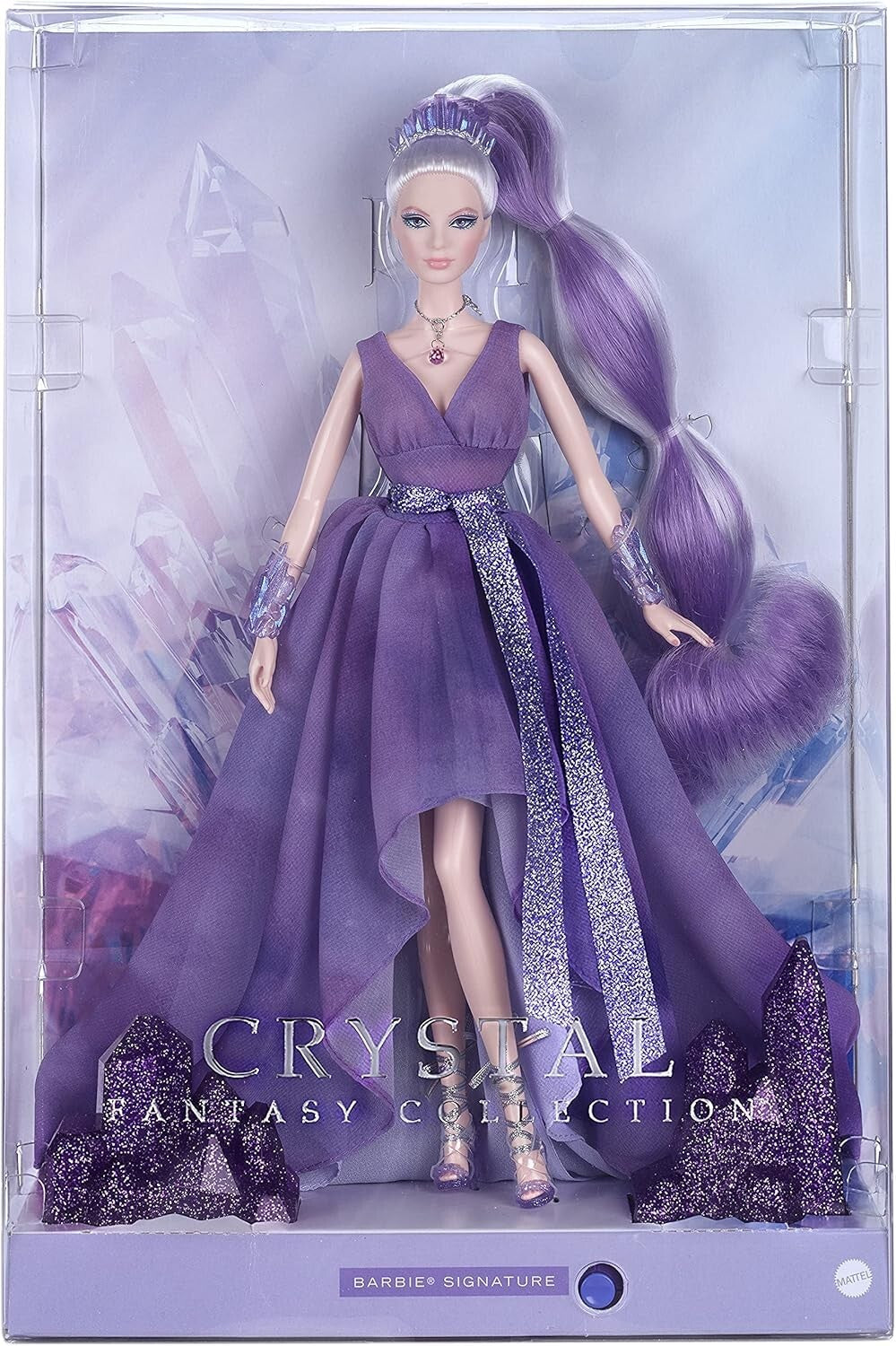 Unique Amethyst Doll 13in - Chiffon Gown, Crown, and Certificate of Authenticity